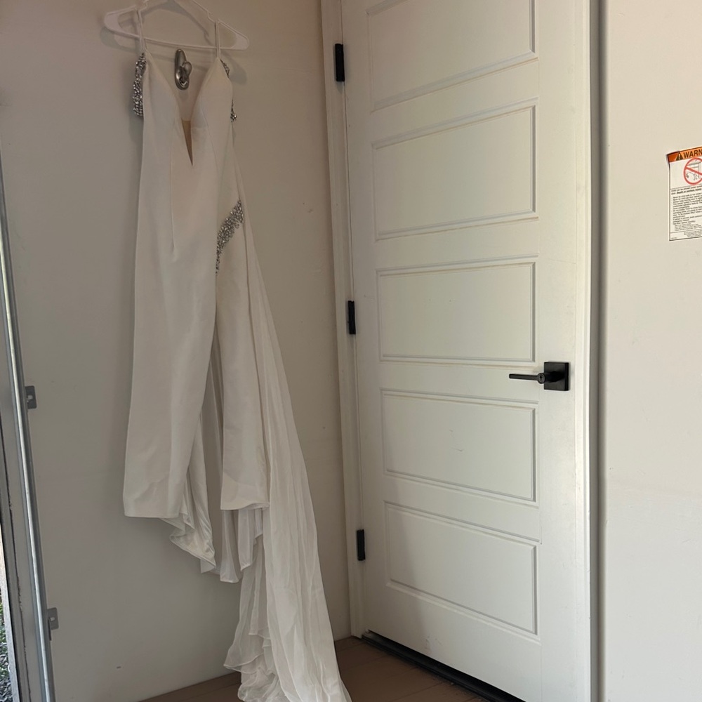 Sherri Hill White Dress with Subtle Shine